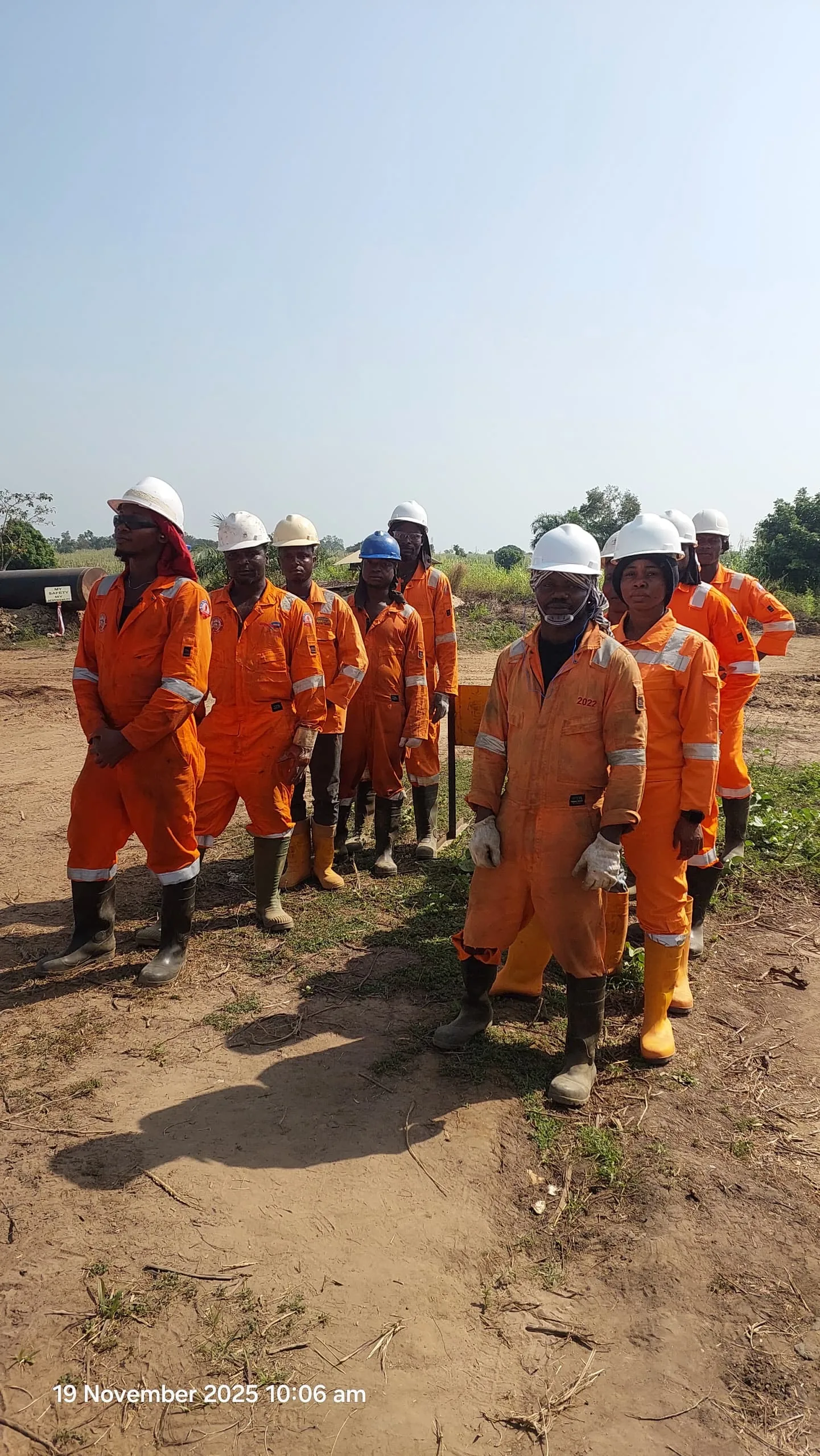 Supanova field team assembled at a pipeline project site