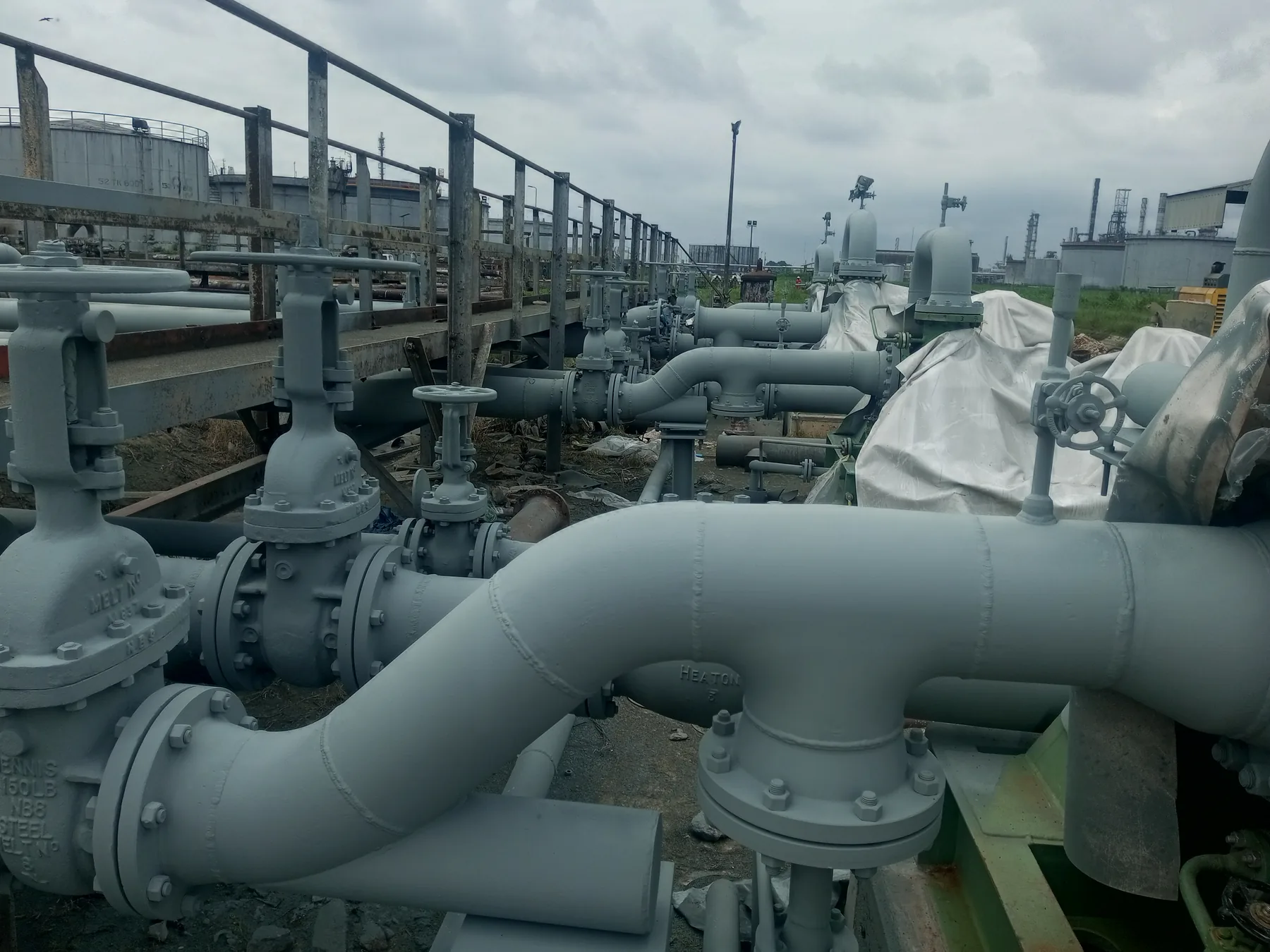 Completed industrial piping and pump gantry works